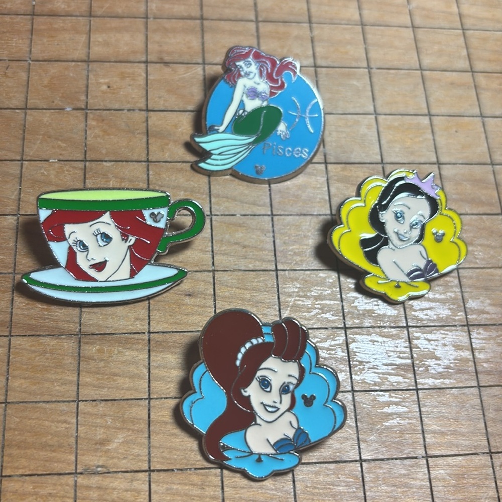 Disney Trading Pins Ariel Tea Coffee Cup, Pisces, Sisters Aquata, Alana No Backs - Picture 16 of 17